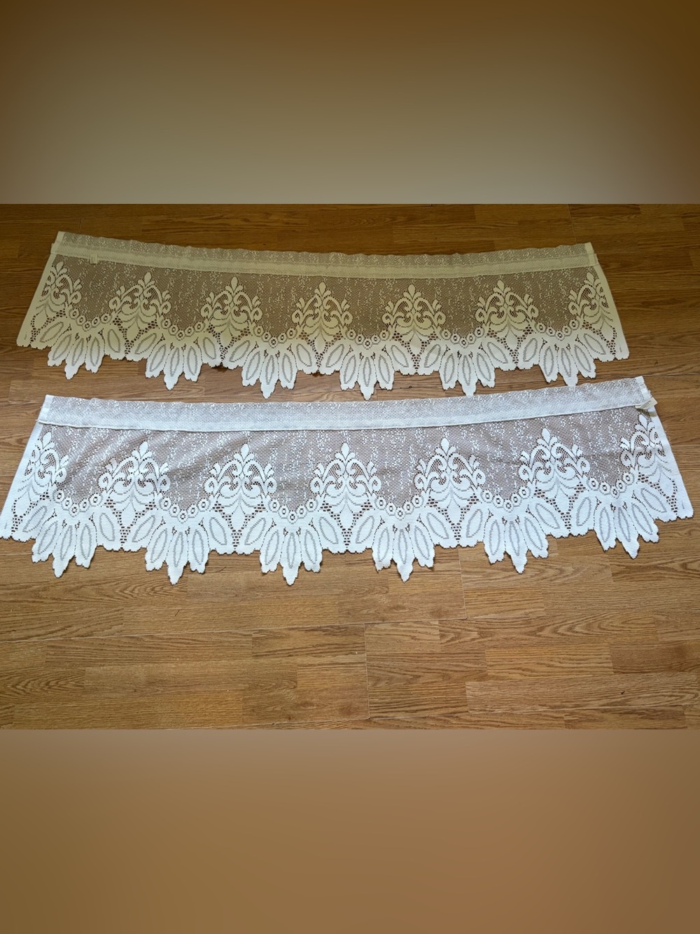 4 VTG Lace Curtain Valance White 60 X 16." Floral Cottage Country Farmhouse